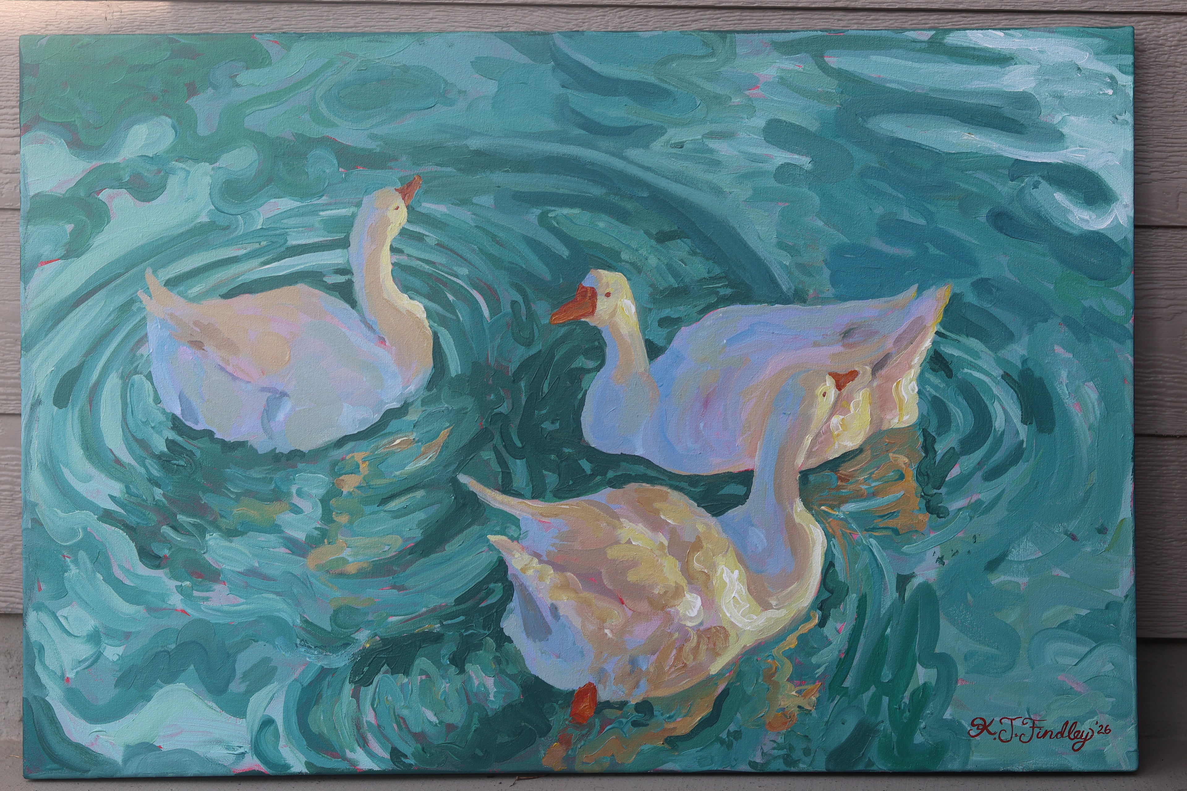 Ducks in Water Original Painting