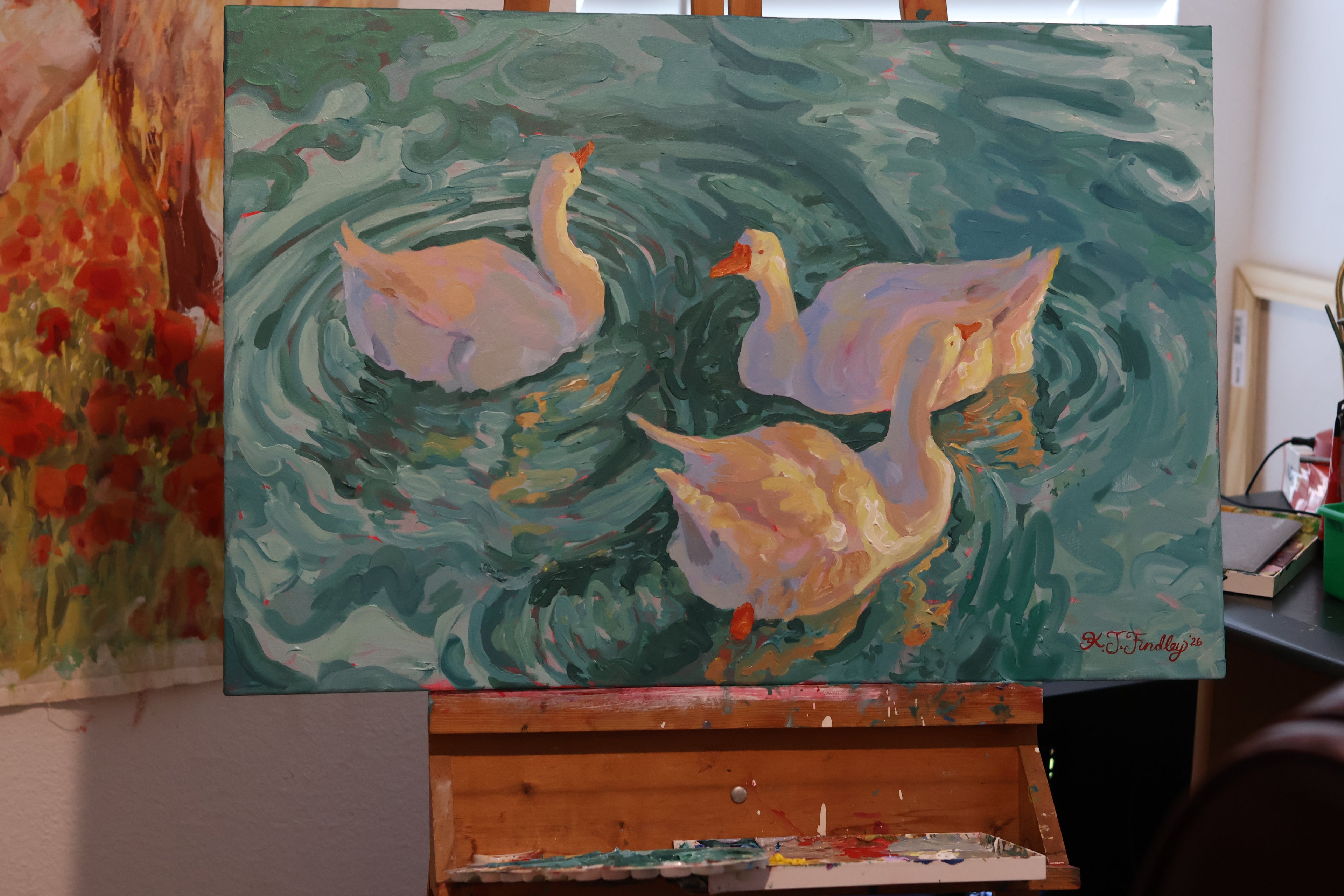 Ducks in Water Original Painting